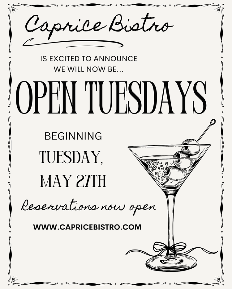 Now Open Tuesdays